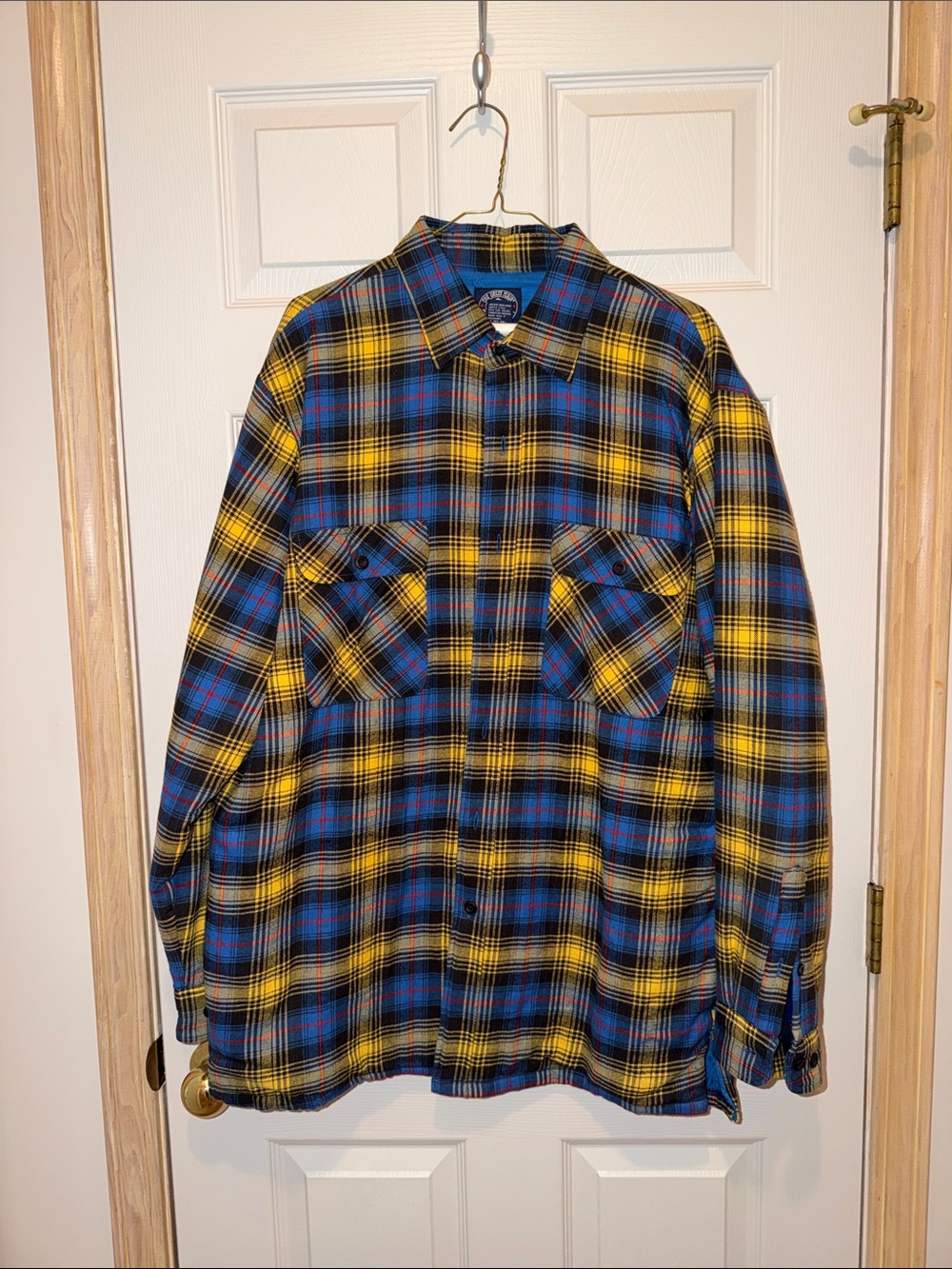 Men's Blue & Yellow Flannel Button-Down Lined Shirt